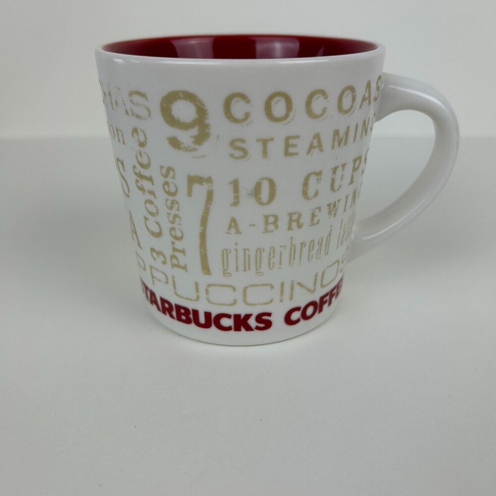 Starbucks 12 Days of Christmas Coffee Mug Cup from 2008 Red White Gold 14 oz